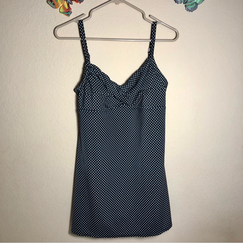 Beach House Swim Dress, Sz 14 , Black/White, Polka Dot, Good Pre-Owned